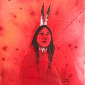 Original Signed Art Noted Cherokee Artist Framed